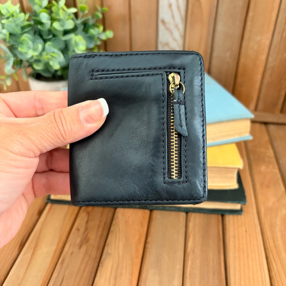 Fossil Black Leather Bifold Wallet Minimalist - Picture 3 of 9